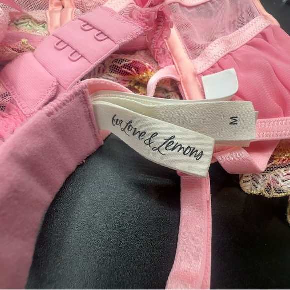 For Love & Lemons Pink Floral Needle Point Roses Bustier Size Medium - Picture 4 of 4